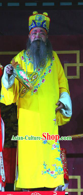 Bei Mang Mountain Chinese Sichuan Opera Elderly Male Apparels Costumes and Headpieces Peking Opera Highlights Emperor Garment Zhouxiang Lord Clothing