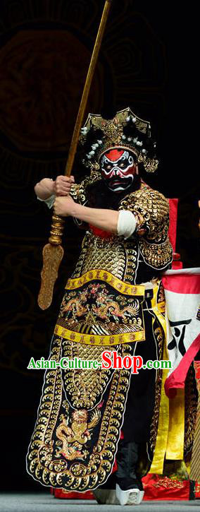 Dan Dao Hui Chinese Sichuan Opera General Zhou Cang Apparels Costumes and Headpieces Peking Opera Highlights Military Officer Garment Armor Clothing