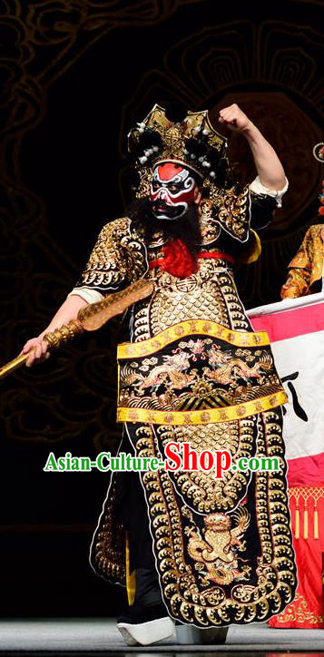 Dan Dao Hui Chinese Sichuan Opera General Zhou Cang Apparels Costumes and Headpieces Peking Opera Highlights Military Officer Garment Armor Clothing