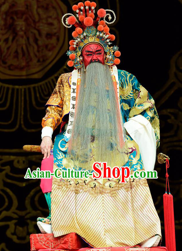 Dan Dao Hui Chinese Sichuan Opera General Guan Yu Apparels Costumes and Headpieces Peking Opera Highlights Military Officer Garment Painted Role Clothing
