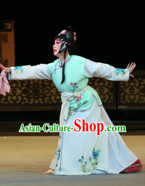 Chinese Sichuan Opera Highlights Servant Girl Garment Costumes and Headdress En Chou Ji Traditional Peking Opera Young Female Dress Diva Qian Suyun Apparels