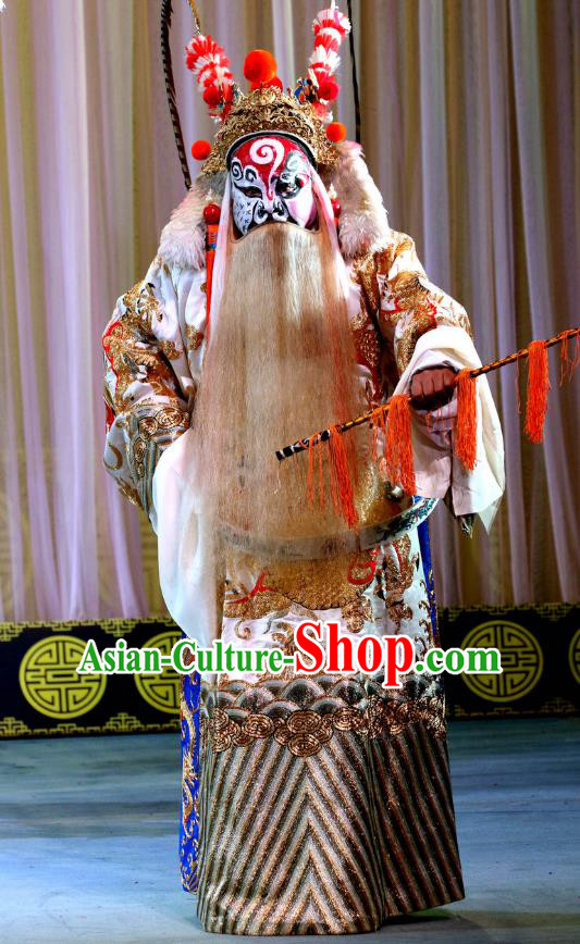 Da Hu Shou Xiao Chinese Sichuan Opera Lord Li Keyong Apparels Costumes and Headpieces Peking Opera Highlights Painted Role Garment King Clothing