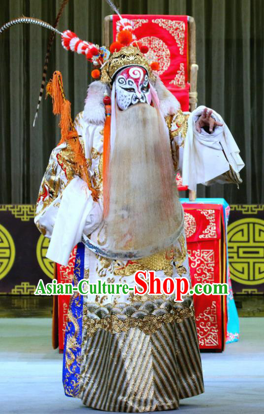 Da Hu Shou Xiao Chinese Sichuan Opera Lord Li Keyong Apparels Costumes and Headpieces Peking Opera Highlights Painted Role Garment King Clothing