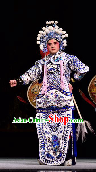 Dan Dao Hui Chinese Sichuan Opera Young Male Apparels Costumes and Headpieces Peking Opera Highlights General Guan Ping Garment Armor Clothing