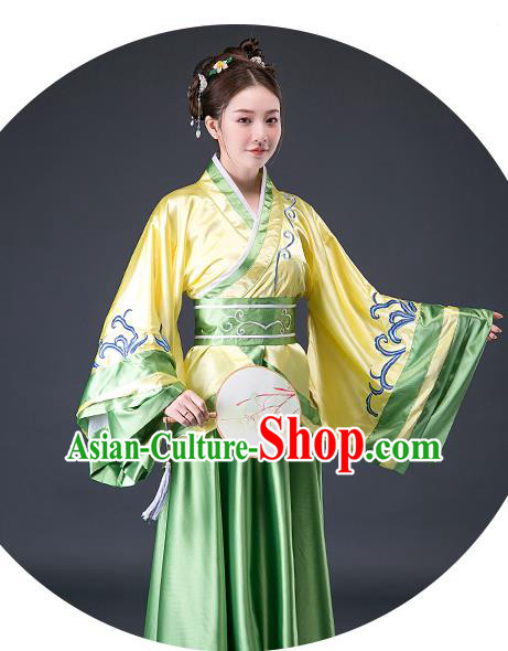 Chinese Han Dynasty Young Woman Hanfu Dress Traditional Apparels Ancient Drama Royal Princess Historical Costumes Complete Set