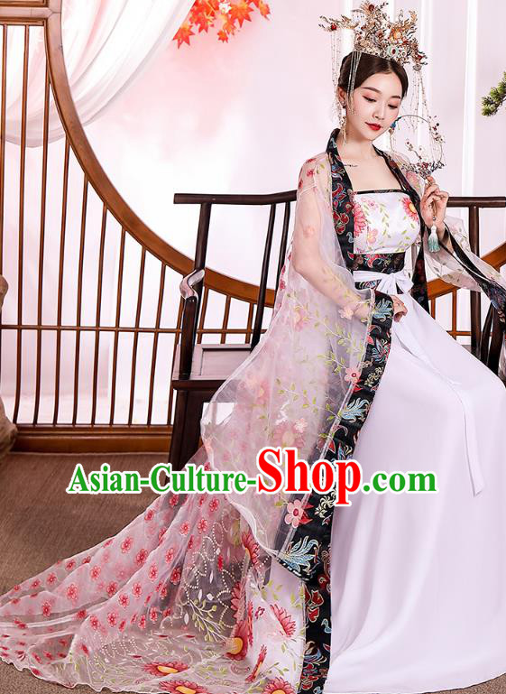 Chinese Ancient Drama Goddess Hanfu Dress Apparels Traditional Tang Dynasty Royal Princess Historical Costumes Complete Set