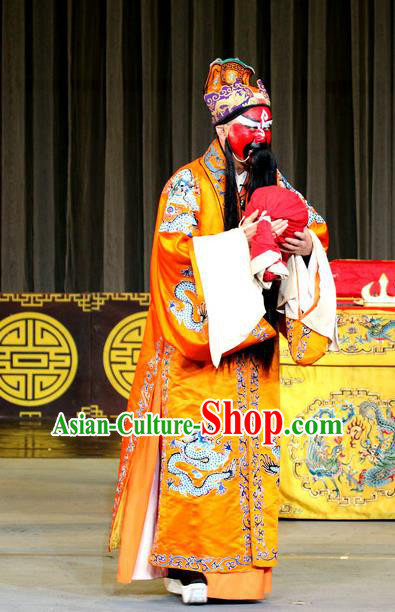 Zhan Huang Pao Chinese Sichuan Opera Emperor Zhao Kuangyin Apparels Costumes and Headpieces Peking Opera Highlights Elderly Male Garment Lord Clothing