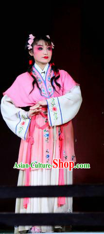 Chinese Sichuan Opera Highlights Maid Lady Garment Costumes and Headdress Dong Fang Traditional Peking Opera Xiaodan Dress Servant Girl Bi Lian Apparels
