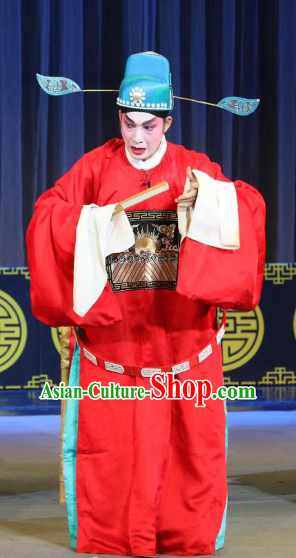 San Ping Cu Chinese Sichuan Opera Number One Scholar Qin Zhong Apparels Costumes and Headpieces Peking Opera Highlights Young Male Garment Niche Clothing