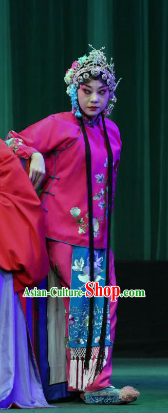 Chinese Sichuan Opera Highlights Diva Zhang Cuiniang Garment Costumes and Headdress Bai Mian Hu Xiao Fang Traditional Peking Opera Young Female Rosy Dress Apparels
