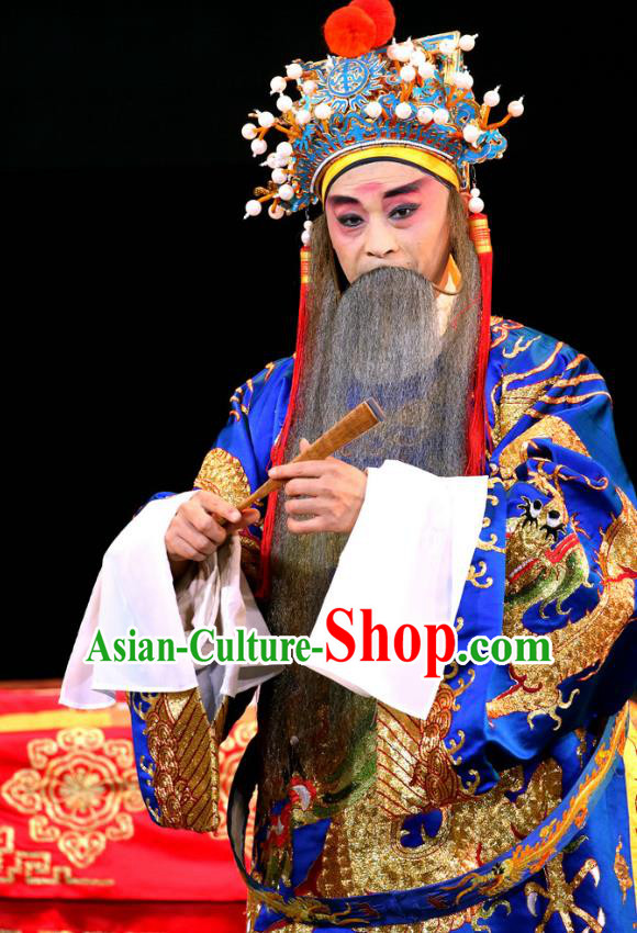 Bai Shou Tu Chinese Sichuan Opera Official Cheng Yaojin Apparels Costumes and Headpieces Peking Opera Highlights Elderly Male Garment Duke Clothing