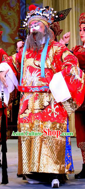 Bai Shou Tu Chinese Sichuan Opera Elderly Male Apparels Costumes and Headpieces Peking Opera Highlights Laosheng Garment Official Cheng Yaojin Clothing