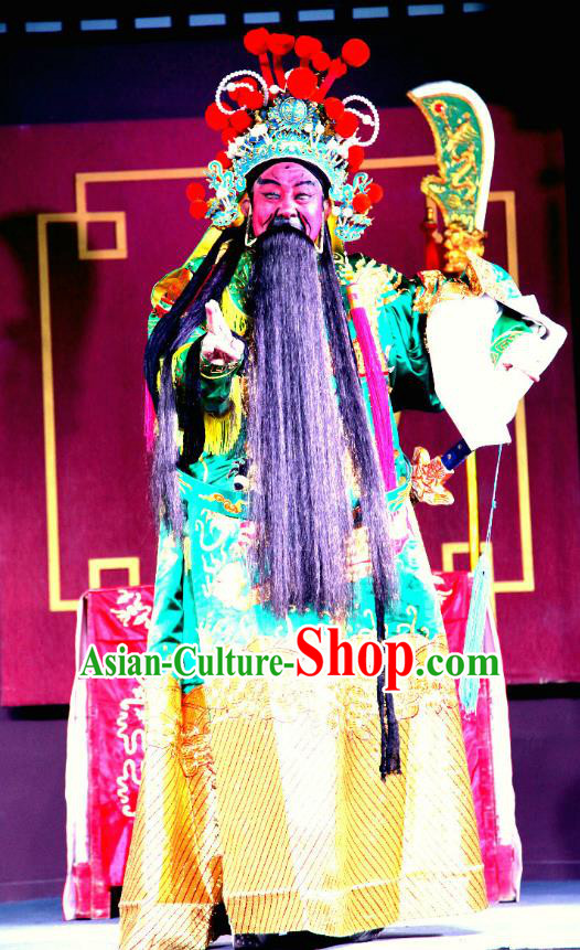 Pan Diao Chinese Sichuan Opera Painted Role Apparels Costumes and Headpieces Peking Opera Highlights Wusheng Garment General Guan Yu Clothing