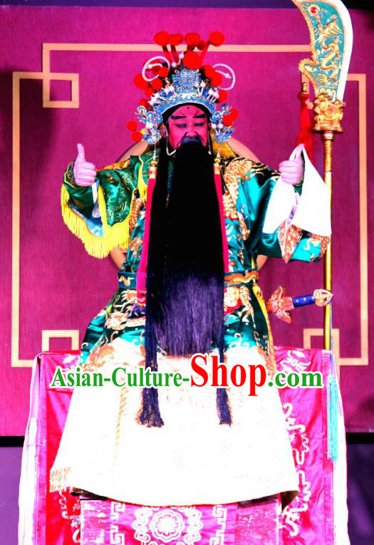 Pan Diao Chinese Sichuan Opera Painted Role Apparels Costumes and Headpieces Peking Opera Highlights Wusheng Garment General Guan Yu Clothing