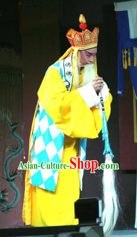 The Romance of Hairpin Chinese Sichuan Opera Monk Apparels Costumes and Headpieces Peking Opera Highlights Elderly Male Garment Abbot Clothing