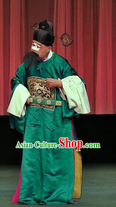 The Romance of Hairpin Chinese Sichuan Opera Magistrate Apparels Costumes and Headpieces Peking Opera Highlights Elderly Man Garment Clown Clothing