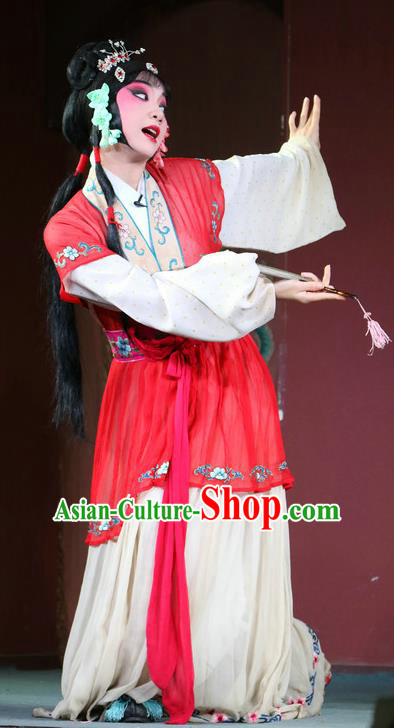 Chinese Sichuan Opera Highlights Servant Girl Garment Costumes and Headdress Hu Lian Nao Chai Traditional Peking Opera Xiaodan Dress Maid Lady Xiao Ying Apparels