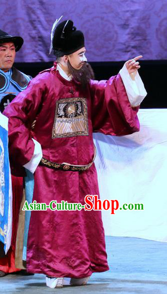 Gui Men Chinese Sichuan Opera Clown Apparels Costumes and Headpieces Peking Opera Highlights Chou Role Garment Official Xu Gu Clothing