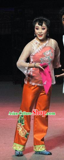 Chinese Sichuan Highlights Opera Young Female Garment Costumes and Headdress Jin Zi Traditional Peking Opera Dress Country Woman Jin Zi Apparels