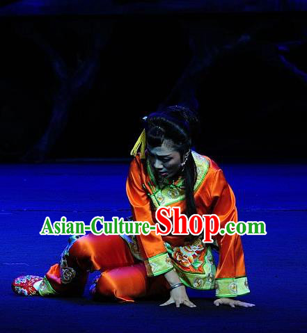 Chinese Sichuan Highlights Opera Hua Tan Garment Costumes and Headdress Jin Zi Traditional Peking Opera Diva Jin Zi Dress Young Mistress Orange Apparels