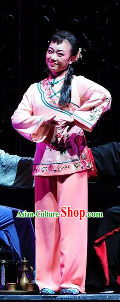 Chinese Sichuan Highlights Opera Village Girl Garment Costumes and Headdress Jin Zi Traditional Peking Opera Diva Jin Zi Dress Country Woman Apparels