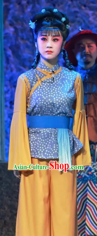 Chinese Sichuan Highlights Opera Xiaodan Garment Costumes and Headdress Nan Hai Li Huai Traditional Peking Opera Village Girl Dress Apparels