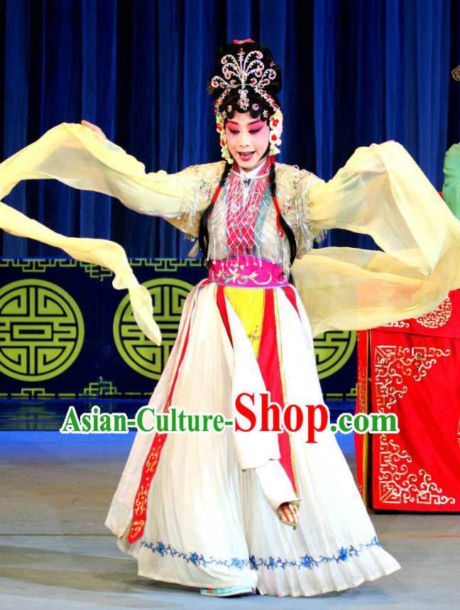 Chinese Sichuan Highlights Opera Goddess Garment Costumes and Headdress Xi Yi Traditional Peking Opera Actress Dress Hua Tan Apparels