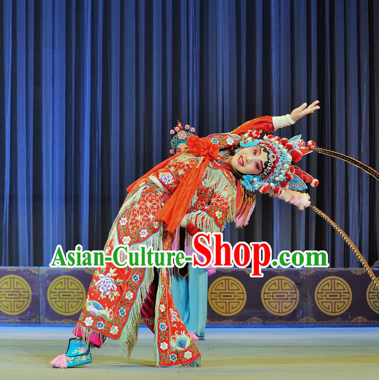 Chinese Sichuan Highlights Opera Tao Ma Tan Garment Costumes and Headdress Hu Jia Zhuang Traditional Peking Opera Martial Female Dress Hu Sanniang Apparels