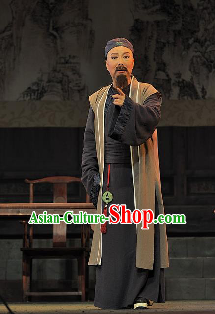 Gua Yin Zhi Xian Chinese Sichuan Opera Elderly Male Apparels Costumes and Headpieces Peking Opera Highlights Upright Man Yu Bingyuan Garment Clothing