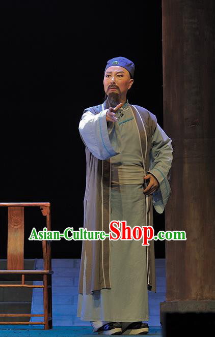 Gua Yin Zhi Xian Chinese Sichuan Opera Old Man Apparels Costumes and Headpieces Peking Opera Highlights Elderly Scholar Yu Bingyuan Garment Laosheng Clothing