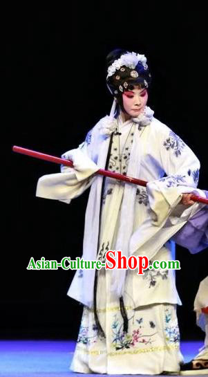 Chinese Sichuan Highlights Opera Distress Maiden Garment Costumes and Headdress Mei Nv Traditional Peking Opera Actress Mei Qiuyun Dress Tsing Yi Apparels
