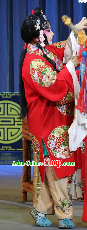 Chinese Sichuan Highlights Opera Actress Garment Costumes and Headdress Hua Wenfang Qiang Qin Traditional Peking Opera Diva Dress Bride Cui Xiu Apparels