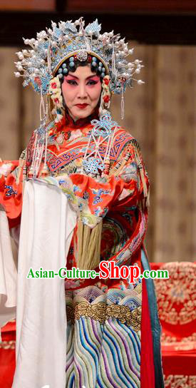 Chinese Hebei Clapper Opera Hua Tan Garment Costumes and Headdress He Feng Qun Traditional Bangzi Opera Bride Liang Luanying Dress Actress Wedding Apparels