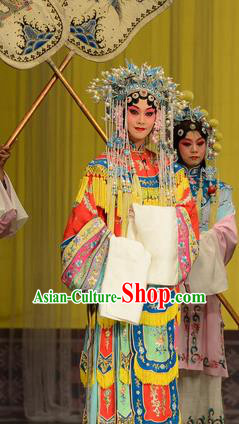 Chinese Hebei Clapper Opera Court Lady Garment Costumes and Headdress Taibai Drunk Write Traditional Bangzi Opera Imperial Consort Yang Dress Actress Apparels