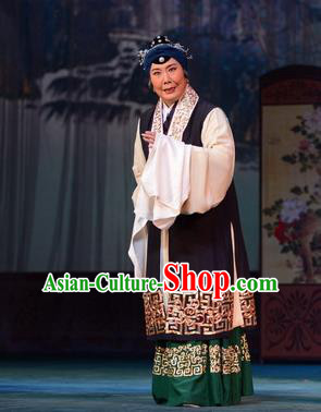 Chinese Hebei Clapper Opera Dame Garment Costumes and Headdress Liu Lanzhi Traditional Bangzi Opera Laodan Dress Elderly Female Apparels