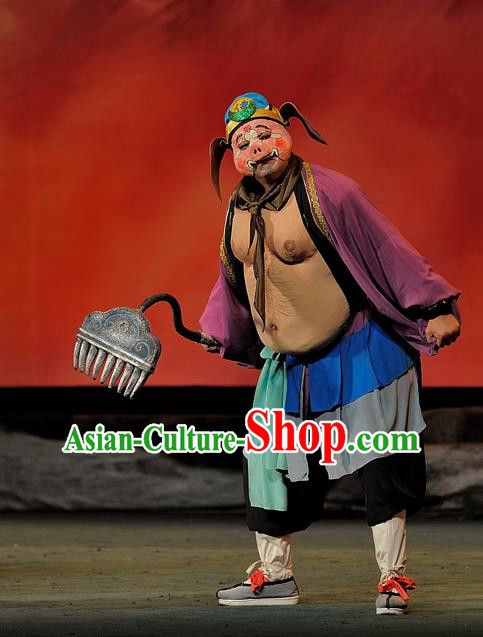 The Mountain of Fire Chinese Sichuan Opera Zhu Bajie Apparels Costumes and Headpieces Peking Opera Highlights Garment Monk Clothing