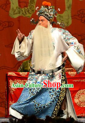Wang Baochuan Chinese Bangzi Opera Laosheng Apparels Costumes and Headpieces Traditional Hebei Clapper Opera Elderly Male Garment Prime Minister Wang Yun Clothing
