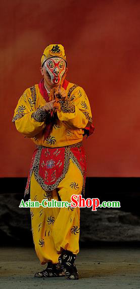 The Mountain of Fire Chinese Sichuan Opera Sun Wukong Apparels Costumes and Headpieces Peking Opera Highlights Monkey King Garment Monk Clothing
