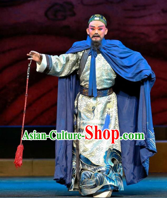 Cang Sheng Zai Shang Chinese Sichuan Opera Elderly Man Apparels Costumes and Headpieces Peking Opera Highlights Official Garment Laosheng Zhang Penghe Clothing
