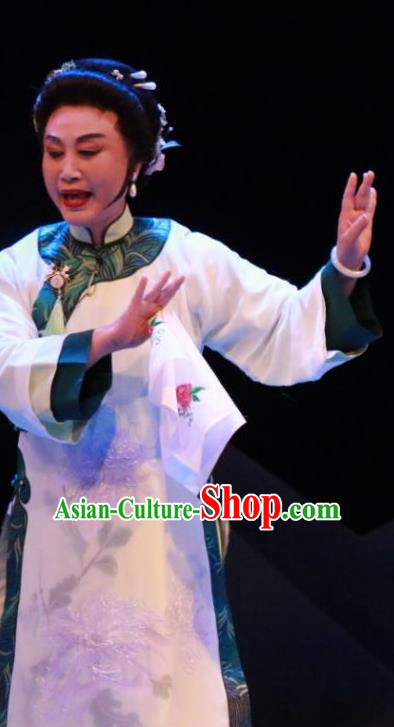 Chinese Sichuan Highlights Opera Madam Garment Costumes and Headdress Cao Xie Xian Ling Traditional Peking Opera Dame Dress Apparels