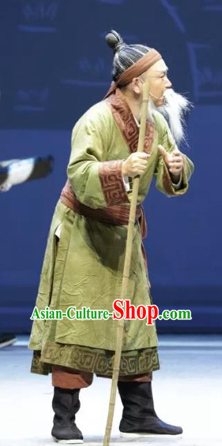 Luo Xiahong Chinese Sichuan Opera Elderly Male Apparels Costumes and Headpieces Peking Opera Highlights Old Servant Garment Clothing