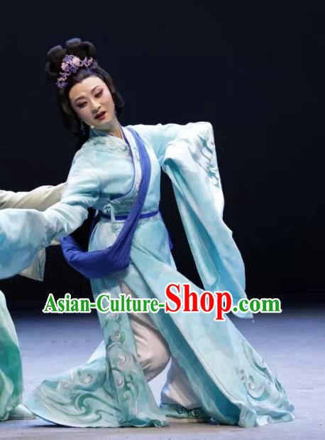Chinese Sichuan Highlights Opera Hua Tan Garment Costumes and Headdress Luo Xiahong Traditional Peking Opera Actress Dress Young Mistress Apparels
