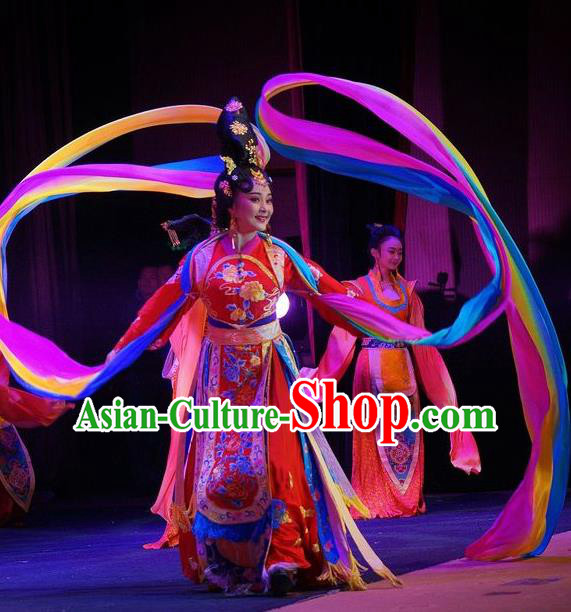 Chinese Sichuan Highlights Opera Imperial Consort Yang Yuhuan Garment Costumes and Headdress Shi Jiu Taibai Traditional Peking Opera Actress Dress Court Lady Apparels