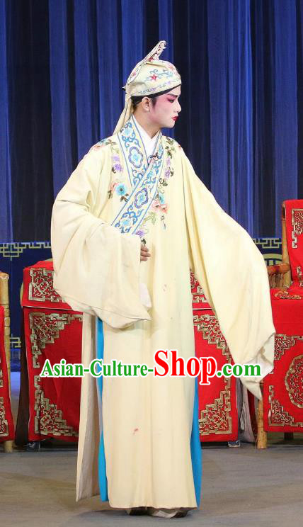 Chong Tai Bie Chinese Sichuan Opera Niche Chen Chunsheng Apparels Costumes and Headpieces Peking Opera Highlights Scholar Garment Young Male Clothing