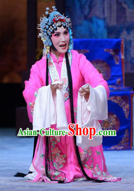 Chinese Hebei Clapper Opera Actress Wang Sanqiao Garment Costumes and Headdress Zhen Zhu Shan Traditional Bangzi Opera Diva Dress Hua Tan Apparels