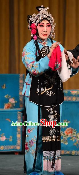Chinese Hebei Clapper Opera Elderly Female Garment Costumes and Headdress Dou E Yuan Traditional Bangzi Opera Dame Cai Dress Apparels