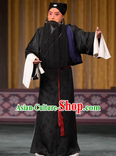 Dou E Yuan Chinese Bangzi Opera Elderly Male Apparels Costumes and Headpieces Traditional Hebei Clapper Opera Laosheng Garment Sai Luyi Clothing