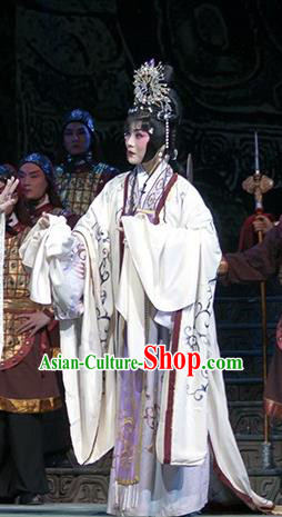Chinese Hebei Clapper Opera Hua Tan Garment Costumes and Headdress Te Bai City Traditional Bangzi Opera Court Lady Dress Princess Apparels