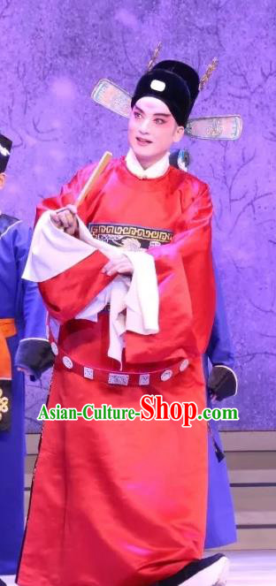 Bai Luo Shan Chinese Bangzi Opera Number One Scholar Apparels Costumes and Headpieces Traditional Hebei Clapper Opera Young Male Garment Official Clothing