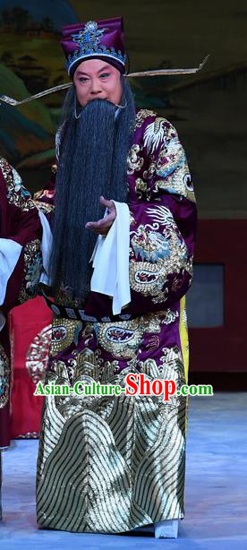 Xue Gang Fan Tang Chinese Bangzi Opera Laosheng Apparels Costumes and Headpieces Traditional Hebei Clapper Opera Official Garment Elderly Male Xu Ce Clothing